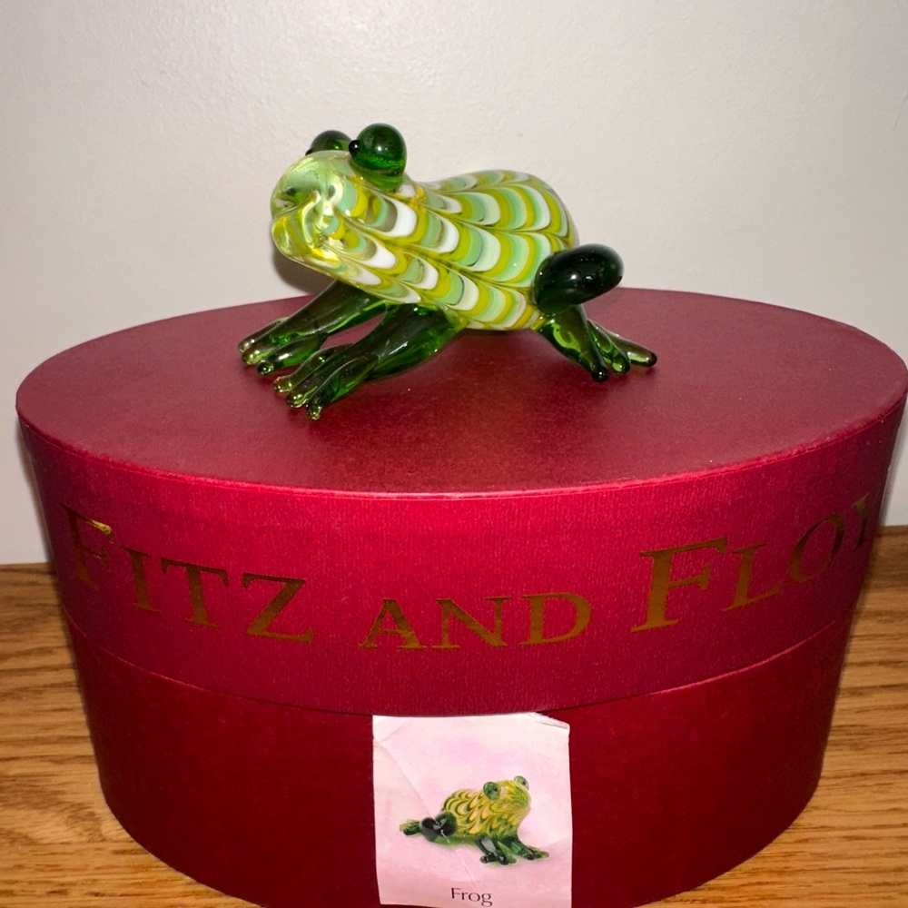 Fitz And Floyd Glass Menagerie‎ Frog Hand Blown Glass Art In Box